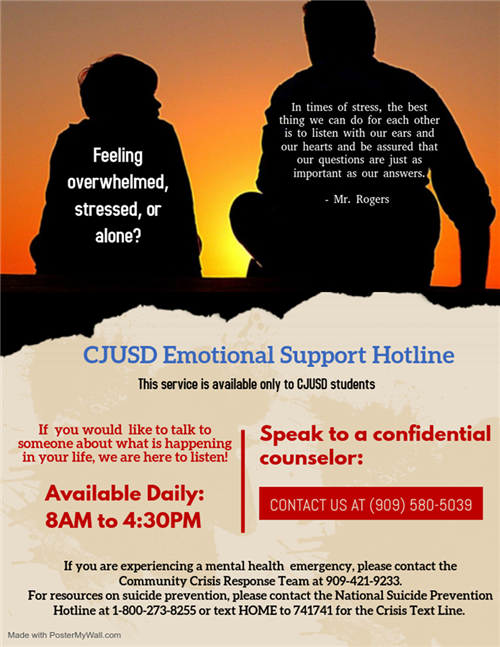 CJUSD Emotional Support Hotline English 